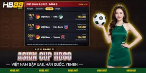 Lịch ba trận bảng E của Việt Nam tại Asian Cup HB88 trong mục bóng đá