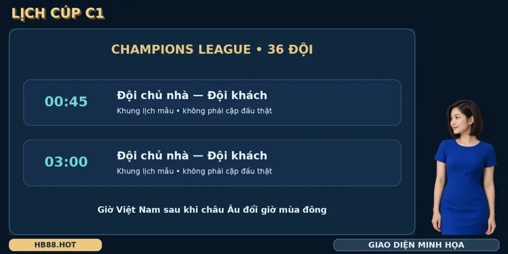 Champions League HB88 với khung lịch mẫu và giờ thi đấu Việt Nam