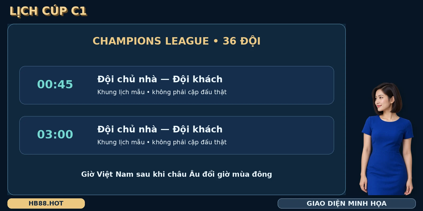 Champions League HB88 với khung lịch mẫu và giờ thi đấu Việt Nam