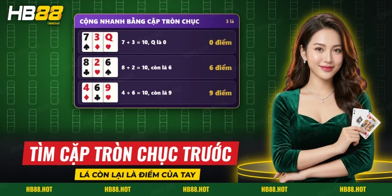 Cộng ba lá bằng cách ghép cặp tròn chục trong Bài 3 cây HB88