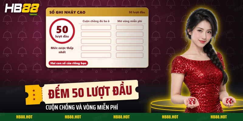 Sổ ghi lượt quay đầu của Jump High với số cuộn chồng và số lần mở vòng miễn phí