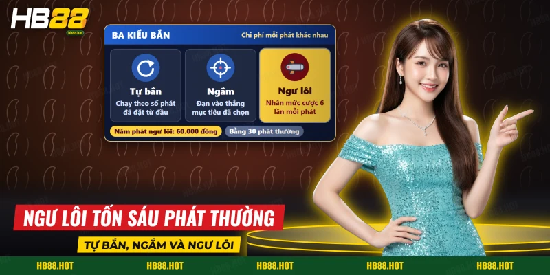Ba kiểu bắn tự bắn, ngắm và ngư lôi trong Happy Fishing với chi phí mỗi phát khác nhau