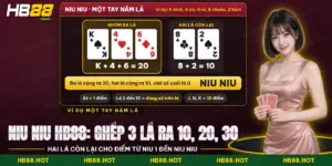 Niu Niu HB88 với năm lá bài được tách thành nhóm ba lá và nhóm hai lá