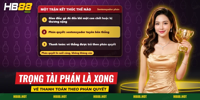 Giao đấu, phán quyết của sentensyador và thanh toán trong một trận đá gà cựa dao