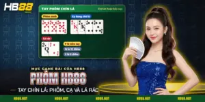 Phỏm HB88 với tay bài chín lá đã ghép một phỏm sảnh và vài lá rác